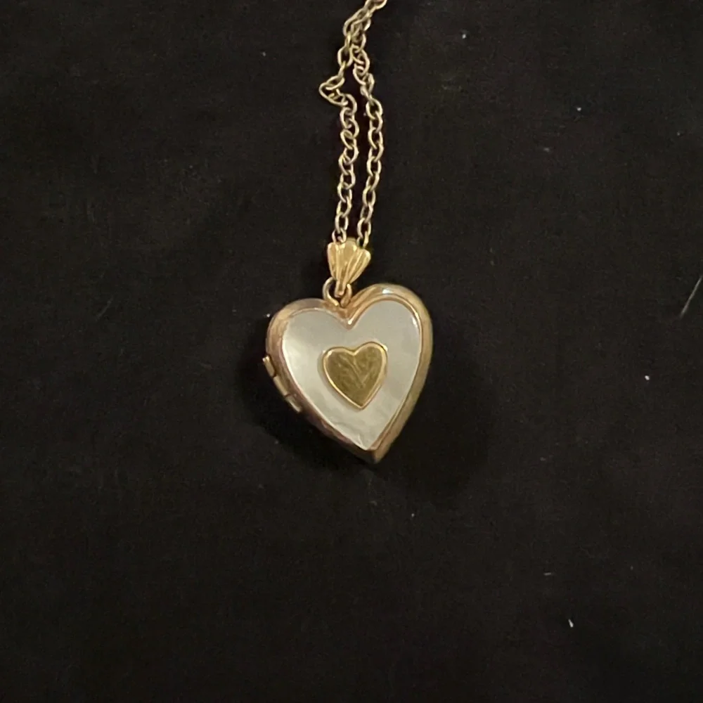 Antique 10k Gold fill over Sterling Silver heart locket necklace 14”